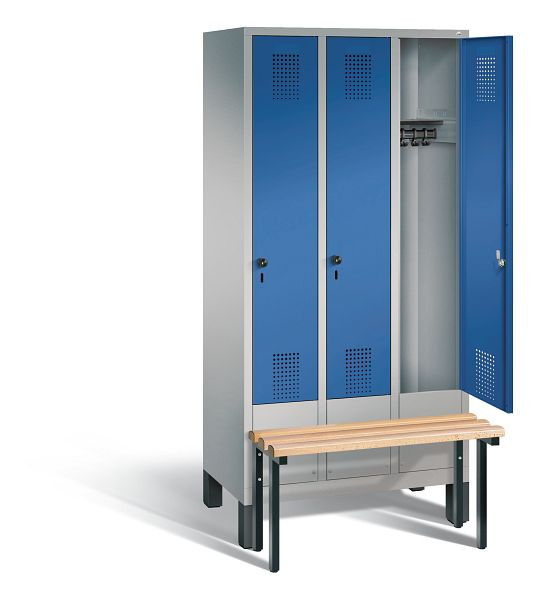 C+P Garderobenschrank Evolo, H1850xB900xT815mm, Farbe: Weißaluminium / Enzianblau, 48030-30 S10191