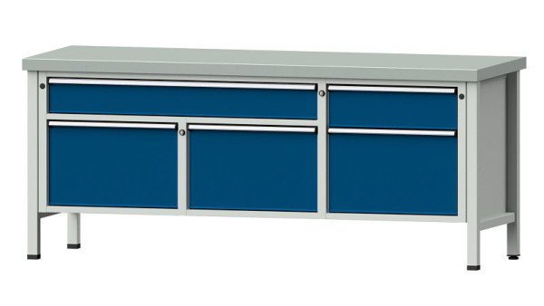 ANKE Werkbänke Kastenwerkbank, Modell 280 V, 2000 x 700 x 850 mm, RAL 7035/5010, ZBP 50 mm, 304.514