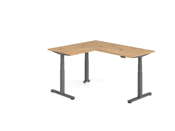 Hammerbacher Sitz-Steh-Winkeltisch 160x180cm Asteiche/Graphit, VXDSMW1908/R/G
