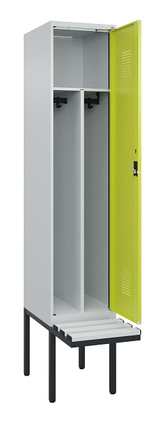 C+P Spind Evolo PLUS, 1 Abteile, 2120x400x815mm, 7035/0024, Haken 4, Zylinderschloss, Sitzfläche Kunststoff, Trennwand, 0490407-12F S10096