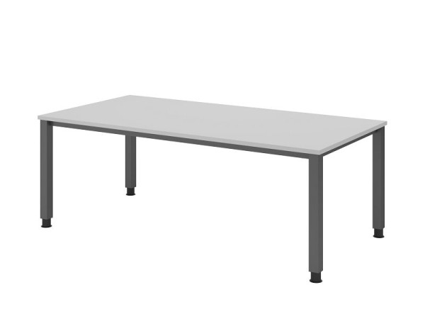 Hammerbacher Schreibtisch QS2E, 200 x 100 cm, Platte: grau, 25 mm dick, 4-Fuß-Gestell in Graphit (ähnlich RAL 7012), Arbeitshöhe 68-83,5 cm, VQS2E/5/G