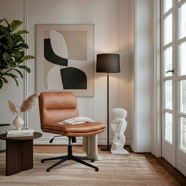HOME DELUXE Retro-Drehstuhl höhenverstellbar LUYA - Braun/Cognac, 74073
