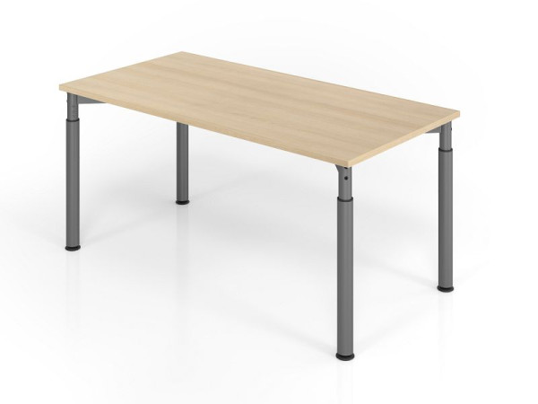 Hammerbacher Schreibtisch YS16, 160 x 80 cm, Platte: Eiche, 25 mm dick, ABS-Dickkante, Rechteckform, Graphit, VYS16/E/G