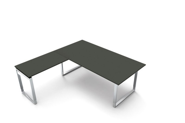 Kerkmann Winkelarbeitsplatz aus Schreibtisch B 1800 x T 800 x H 680-820 mm, Farbe: anthrazit, 11438313