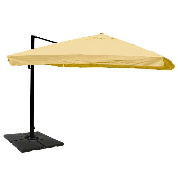 Mendler Gastronomie-Ampelschirm HWC-A96, 3x4m (Ø5m) Polyester Alu/Stahl 26kg, Flap, creme mit Ständer, drehbar, 134326+35661+122472