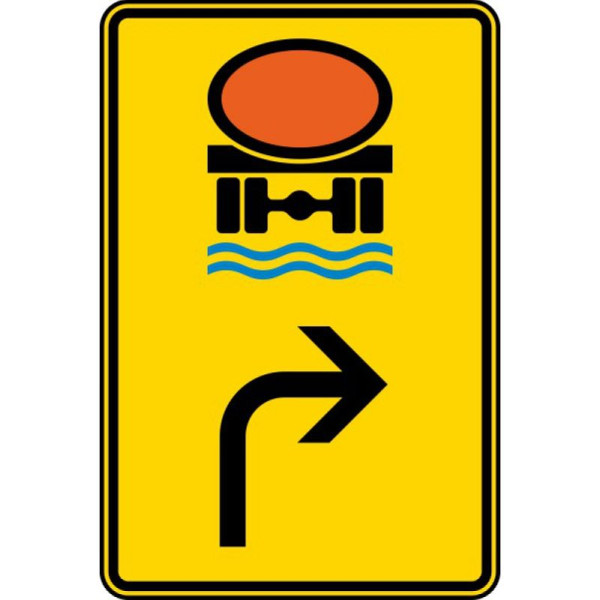 Stein HGS Vorwegweiser für Fahrzeuge mit wassergefährdender Ladung (rechtsweisend) Nr. 442-22, 900x600mm /RA2/Flachform 3mm, 442-22-223