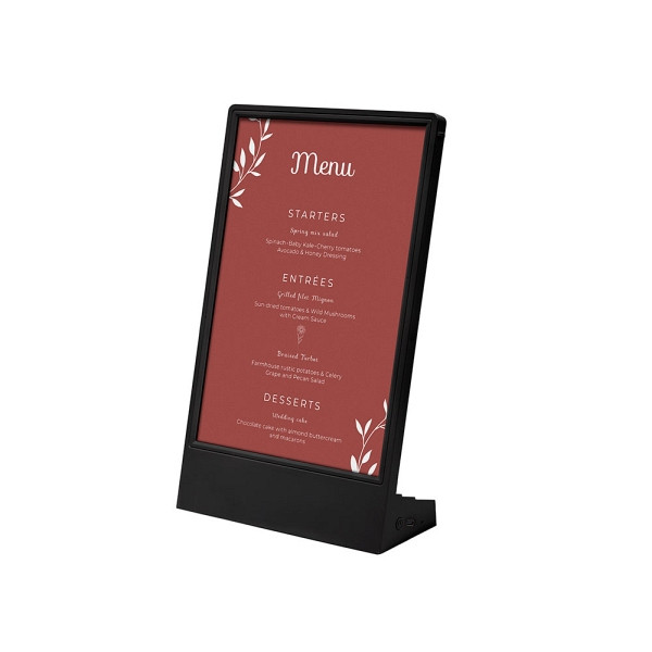 Showdown Displays LED L Aufsteller - A5 Hochformat Schwarz, LA5PBLACKLED