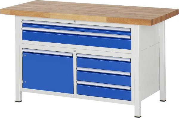RAU Werkbank Serie 8000 - Modell 8922, B1500 x T700 x H840-1040 mm, Systemunterbau B1235 x T650 x H800-1000 mm, 03-8922A2-157B4H.11