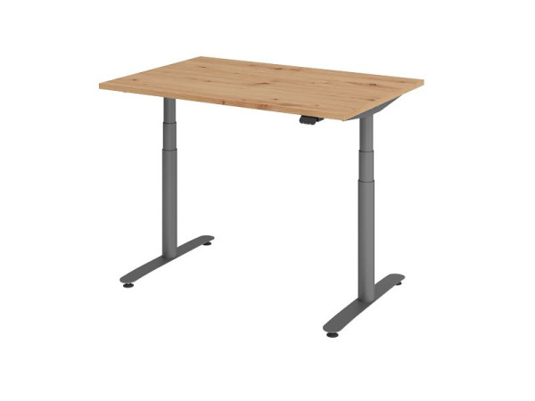 Hammerbacher Sitz-Steh-Schreibtisch elektrisch 120x80cm Asteiche/Graphit, VXDLR12/R/G