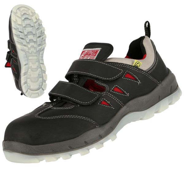 NITRAS SPORT STEP SA, S1P Sicherheitssandalen, strapazierfähiges Vollleder, schwarz, Größe: 44, VE: 10 Paar, 7302-44