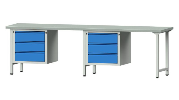 ANKE Werkbänke Kombiwerkbank, Modell 736 E, 2800 x 700 x 840 mm, RAL 7035/5012, ZBP 40 mm, 511.014