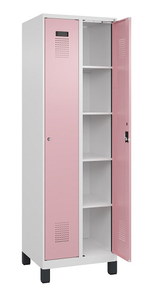 C+P Wäsche-Spind Evolo PLUS, mit Füßen, 2 Abteile, 1950x600x500mm, 9016/3015, Verschluss Zylinderschloss, Ablageböden 8, 049010-20B S10045