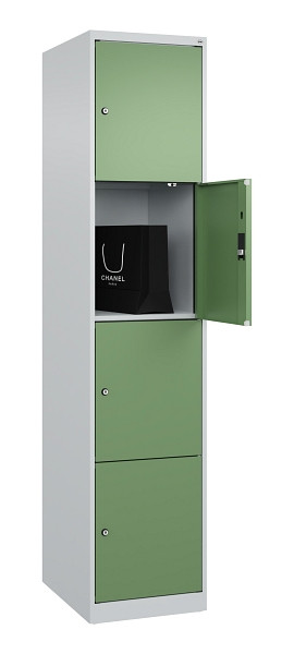 C+P Schließfachschrank Evolo PLUS, 4 Fächer, 1850x400x500mm, 7035/6037, 049000-124 S10011