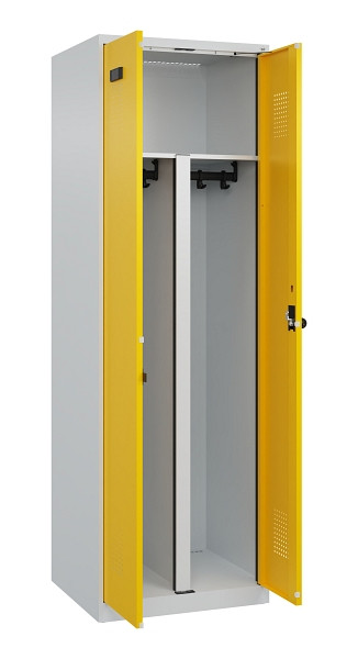 C+P PSA Schwarz-Weiß-Spind Evolo PLUS, 2 Abteile, 1850x600x500mm, 7035/1023, Drehriegel, 049002-20P S10001