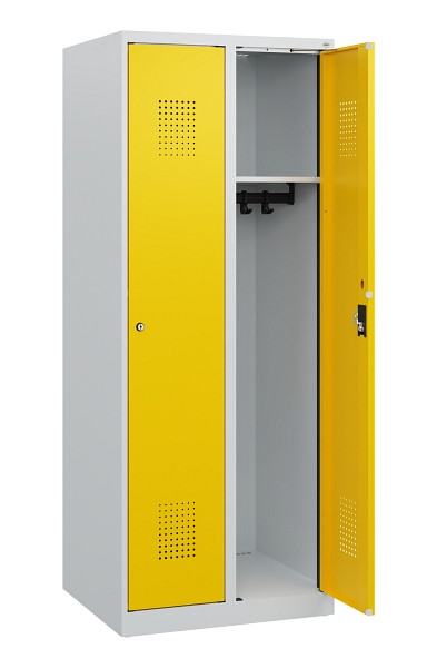 C+P Spind Evolo PLUS, 2 Abteile, 1530x600x500mm, 7035/1023, Zylinderschloss, 0490005-20 S10020