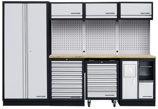 Kraftwerk MOBILIO 4-Element-Werkstatt-Schranksystem inkl. Rollschrank, mit Vierkantlochwand, 3964D