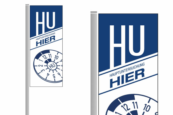 Eichner Fahne "Hauptuntersuchung", Druck 1-farbig (1C) HKS 42K, Größe: H 300 x B 120 cm, 9218-09000-001