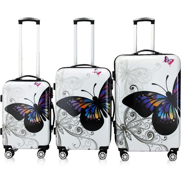 DEUBA Hartschalenkoffer-Set Butterfly 3-tlg Polycarbonat, 104007