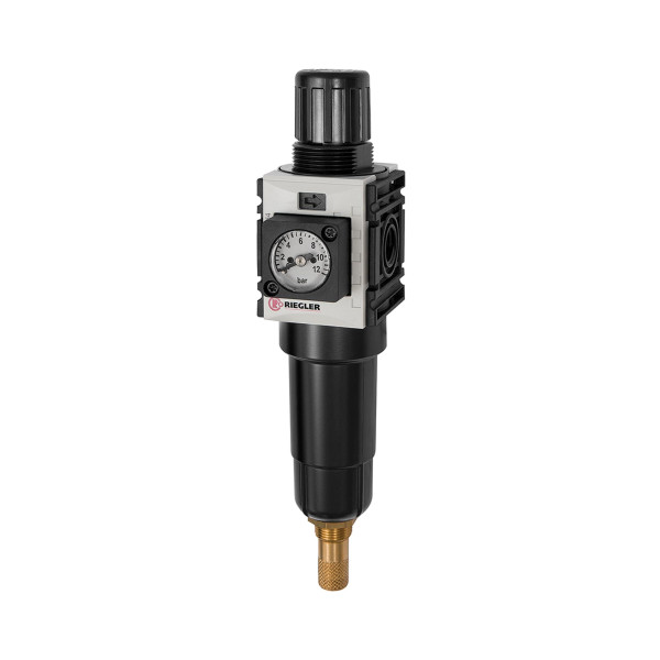 Riegler Filterregler »FUTURA-mini«, Metallbehälter, Kompaktmanometer, VA, G 1/4, 0,1-4, 142435