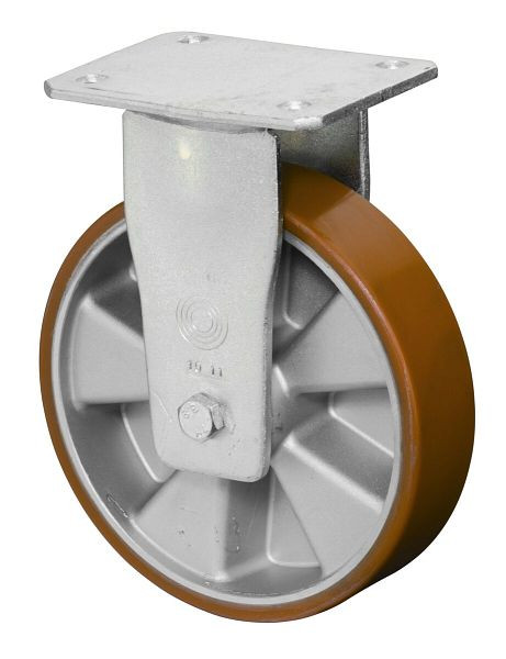 BS Rollen Schwerlastrolle, Bockrolle, Breite 50 mm, Ø200 mm, bis 800 kg, Guss-Polyurethan 95 Shore A, Radkörper Aluminium, Kugellager, RR110.B90.200