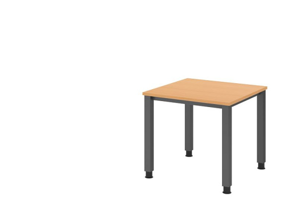 Hammerbacher Schreibtisch QS08, 80 x 80 cm, Platte: Buche, 25 mm dick, 4-Fuß-Gestell in Graphit (ähnlich RAL 7012), Arbeitshöhe 68-83,5 cm, VQS08/6/G