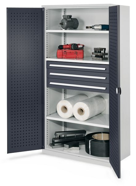 Kappes Schwerlastschrank ohne Mitteltrennwand, 1950 x 1000 x 600 mm, Mod 43, RAL 7035/7016, Lochplattentür, 1462.06.3024