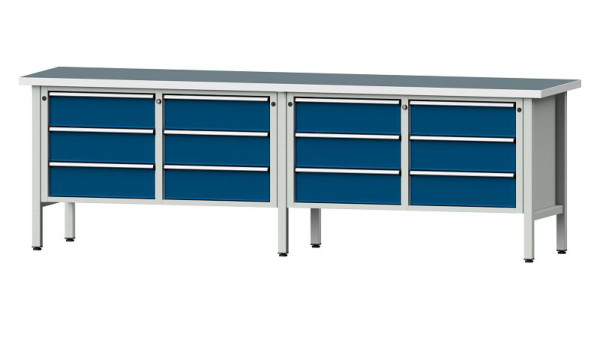 ANKE Werkbänke Kastenwerkbank, Modell 108 V, 2800 x 700 x 890 mm, RAL 7035/5010, UBP 40 mm, 301.453