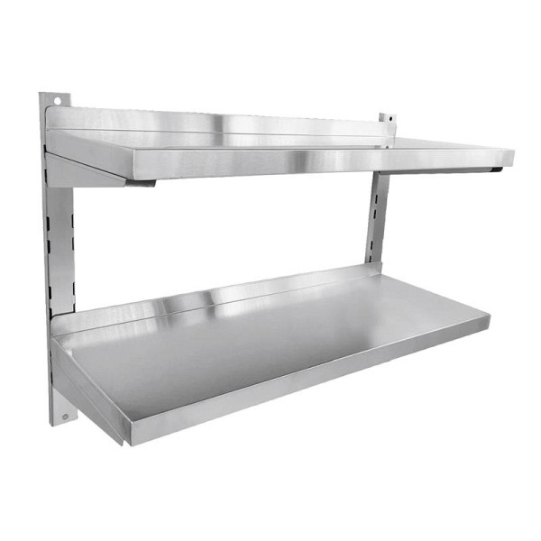 ALLPAX Edelstahl Wandregal 2 Böden, 80 x 30 cm, 10011865