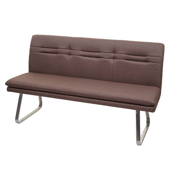 Mendler Sitzbank HWC-H70, Esszimmerbank Bank Polsterbank, Rückenlehne Stoff/Textil Edelstahl gebürstet, braun 160cm, 73911