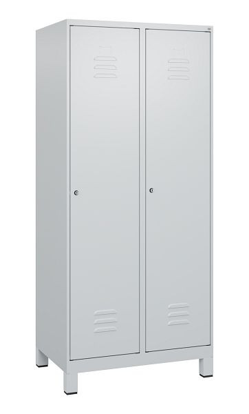 C+P Umkleidespind Classic PLUS, Füße, 2 Abteile, 1800x800x500mm, 7035/7035, Zylinderschlösser, 0800107-22 S10024