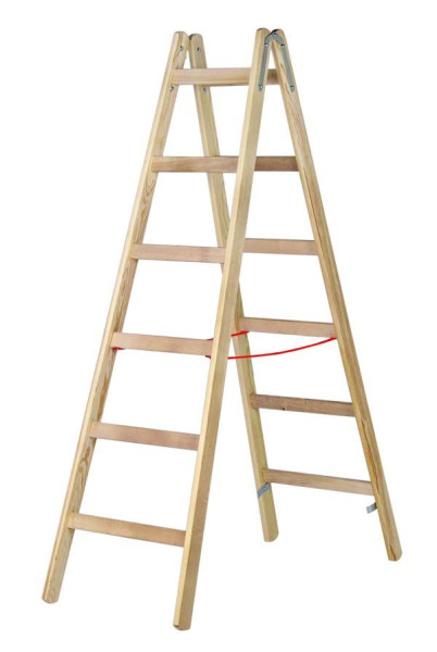 HYMER Holz-Sprossenstehleiter, beidseitig begehbar, 2x6 Sprossen, Länge 1,80 m, 7141012