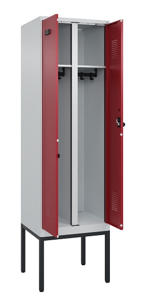 C+P Schwarz-Weiß-Spind Evolo PLUS, Gestell, 2 Abteile, 2120x600x500mm, 7035/3003, Drehriegel, 0490327-20 S10004