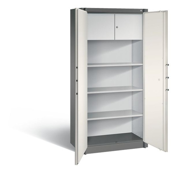 C+P Feuerschutzschrank Certos, H1950xB930xT500mm, Farbe: Vulkangrau / Perlweiß, Klinkengriff, 4 OH, 1170-100 S10237
