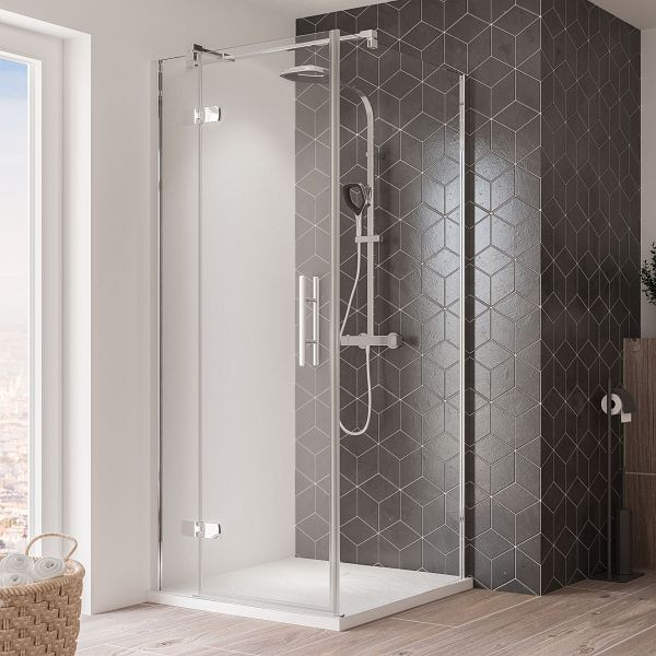 Breuer Avanta Seitenwand 900 mm, alu chromeffekt Klarglas inkl. CER teilgerahmt für Drehtür Typ 2172/2173, 1407005101004