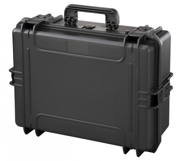 MAX wasser- und staubdichter Fotokoffer in schwarz, mit eingesetzter Fototasche und Noppenschaum im Deckel, MAX505CAM