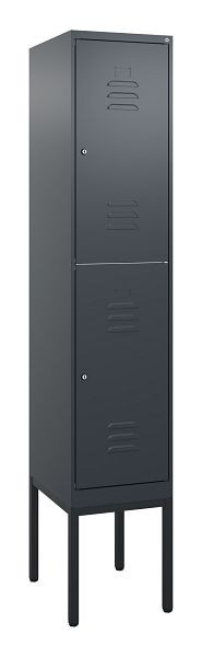 C+P Doppelstöckiger Spind Classic PLUS, Gestell, 2120x400x500mm, 7016/7016, Zylinderschlösser, 0803307-12 S10027