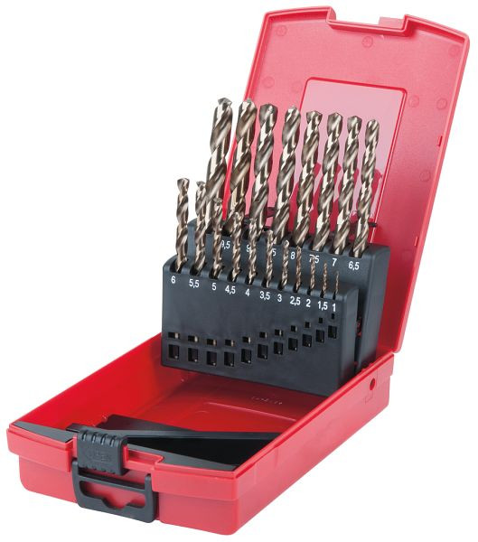 KS Tools HSS-G Co 5 Spiralbohrer-Satz, Kunststoffkassette 19-teilig 1-10mm, 330.3620