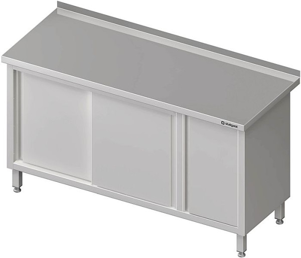 Stalgast Arbeitsschrank mit Schiebetüren, 1200x600x850 mm, mit Flügeltürschrank links, ohne Aufkantung, verschweißt, VAS12608L