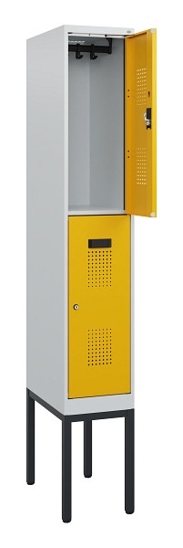 C+P Doppelstock-Spind Evolo PLUS, Gestell, 2 Fächer, 1950x300x500mm, 7035/1004, Zylinderschloss, 0493305-10 S10018