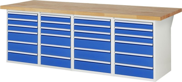 RAU Werkbank Serie 7000 - Baukasten-Bauweise, 4 Unterbau-Container (6x Schublade), 2500x840x900 mm, 03-7515A5-259B4S.11