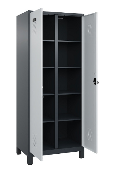 C+P Wäsche-Spind Evolo PLUS, mit Füßen, 2 Abteile, 1950x800x500mm, 7016/7035, Verschluss Drehriegel, 049012-22B S10017