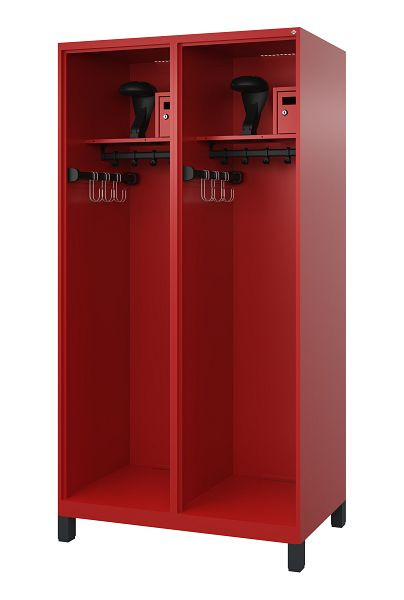 C+P Feuerwehrspind Evolo, Modell FLEXO, 2 Abteile, H1950B1000T600 mm, Feuerrot, Füße, 0493315-23 S10008