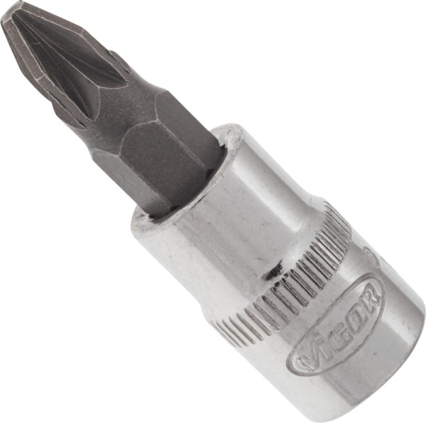 VIGOR Schraubendreher-Einsatz, Vierkant hohl 6,3 mm (1/4 Zoll), Pozidriv Profil PZ, PZ2, V2440N