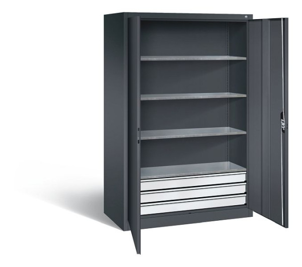 C+P Werkzeugschrank Acurado, H1950xB1200xT600mm, Farbe: Schwarzgrau, Muldengriff, 8932-503 S10374