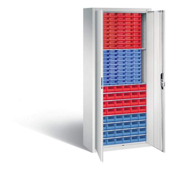 C+P Magazinschrank Serie 13, H1690xB700xT300mm, Farbe: Lichtgrau, Muldengriff, 133413-24 S10037