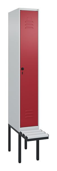 C+P Umkleidespind Classic PLUS, 2120x300x815mm, 7035/3003, Drehriegel, je 2 Doppel-Haken, 0800407-10F S10031