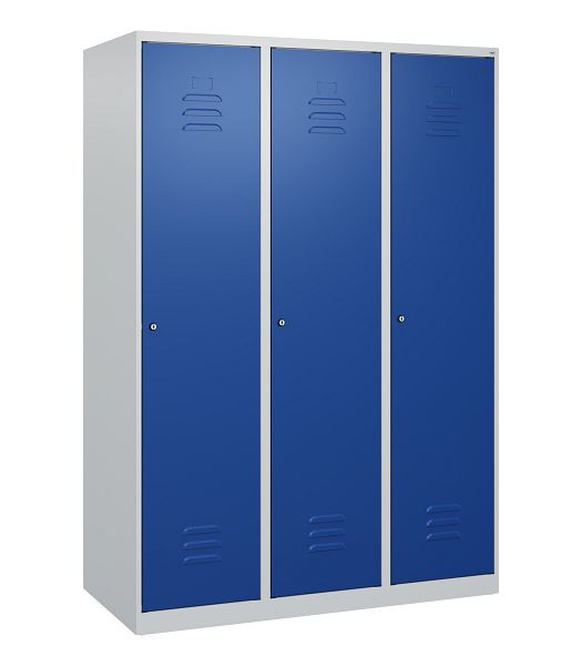 C+P Umkleidespind Classic PLUS, 3 Abteile, 1700x1200x500mm, 7035/5010, Zylinderschlösser, 0800007-32 S10013