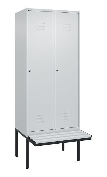 C+P Umkleidespind Classic PLUS, 2 Abteile, 2120x800x815mm, 7035/7035, Zylinderschlösser, je 2 Doppel-Haken, 0800407-22F S10024