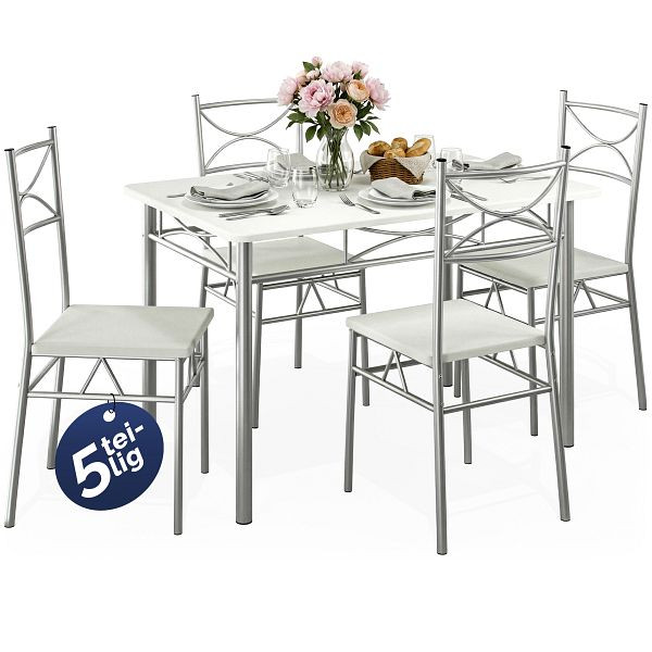 casaria Sitzgruppe Paul 5-tlg Samtweiß, 107895, 4251779121649