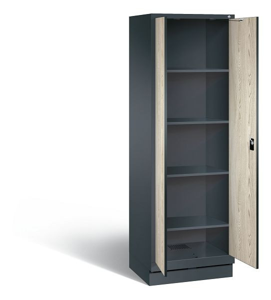 C+P Wäsche-Spind Evolo, H1800xB610xT500mm, Farbe: Anthrazitgrau / Dekor Sen-Esche, 48222-20B S10150